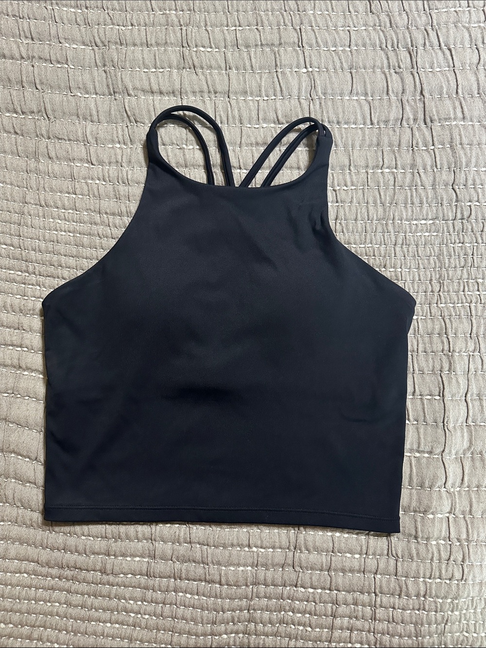 The Gym People Black Strappy High-Neck Crop Racerback Workout Tank